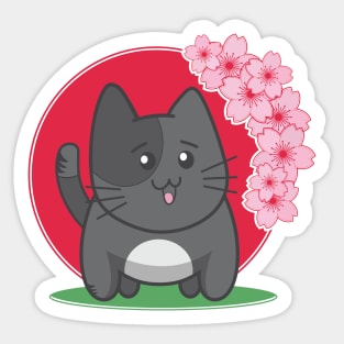 Little Meow and the cherry blossoms. Sticker